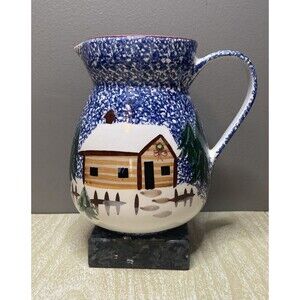 Blue Stipple Cabin Pitcher FWC The Cooks Bazaar Microwave Safe